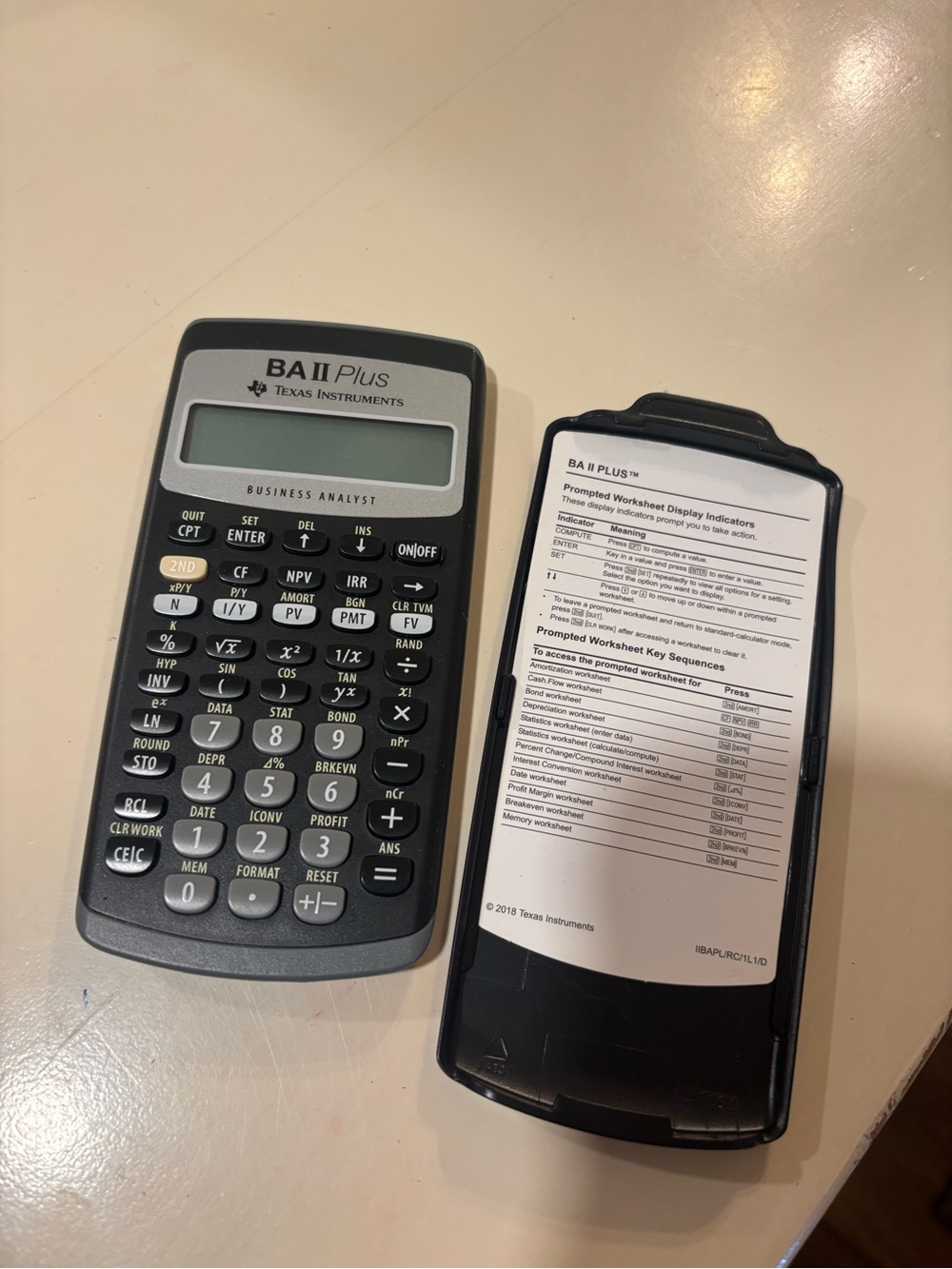 Texas Instruments BA II Plus Financial Calculator w/ Slide Cover CFA FRM
